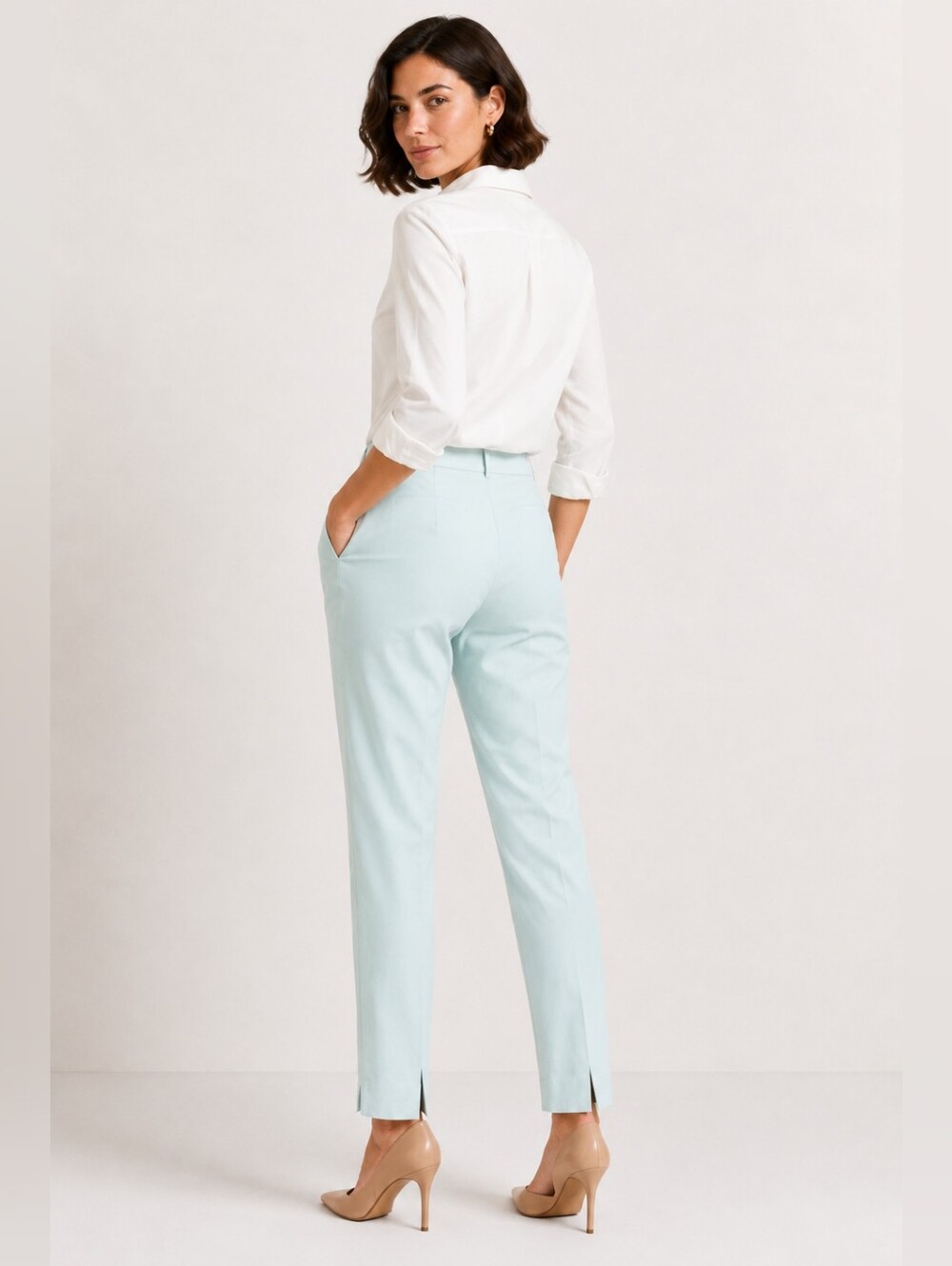 Peserico Tailored Cotton Stretch Pants Mint Color IT 46